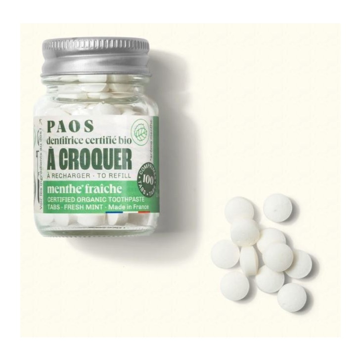 Dentifrice à croquer PAOS bio menthe - Achat de dentifrice à croquer